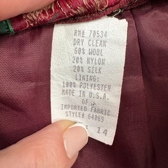 Vintage Orvis Tweed Wool Skirt Burgundy Cream Size‎ 14 USA Pockets Modest Work - Picture 3 of 7